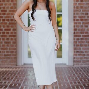 COOLNESS CALLING SATIN MAXI DRESS WHITE
